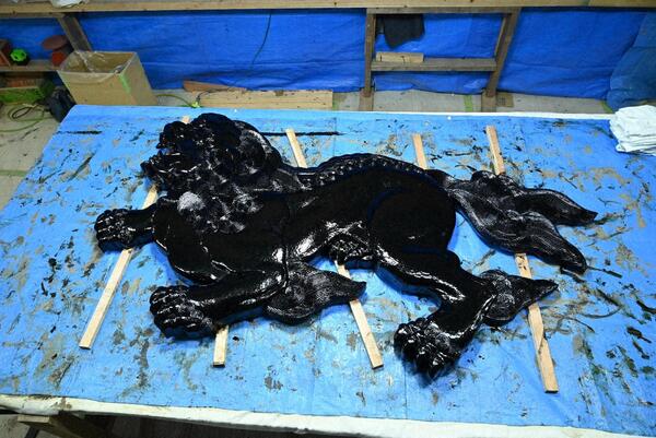 向拝奥の獅子　中塗り 