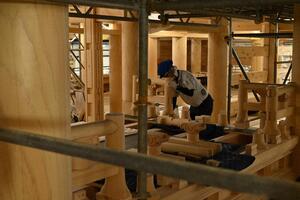 1階御差床　龍柱・高欄仮合せのメイン画像