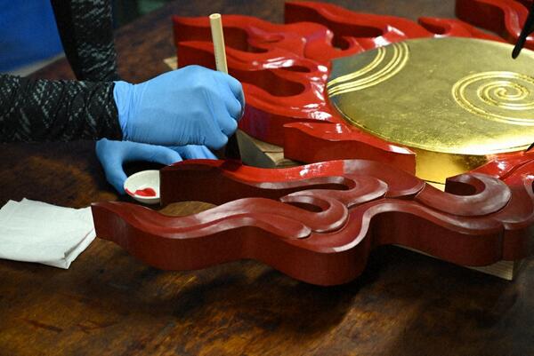 唐破風妻飾　火炎宝珠　彩色 