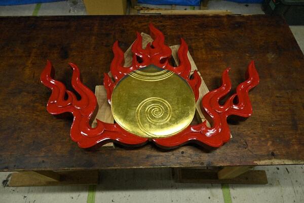 唐破風妻飾　火炎宝珠　彩色 