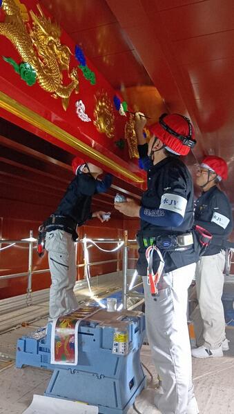 2階天井額木　彩色 