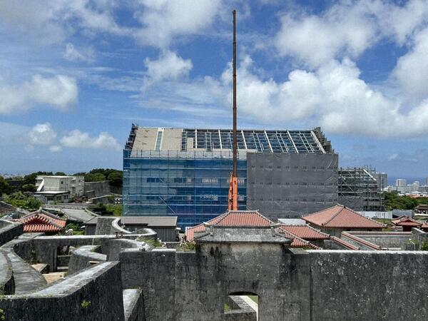 東のアザナより素屋根解体過程 