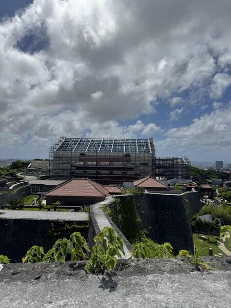東のアザナより素屋根解体過程 
