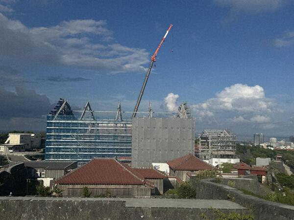 東のアザナより素屋根解体過程