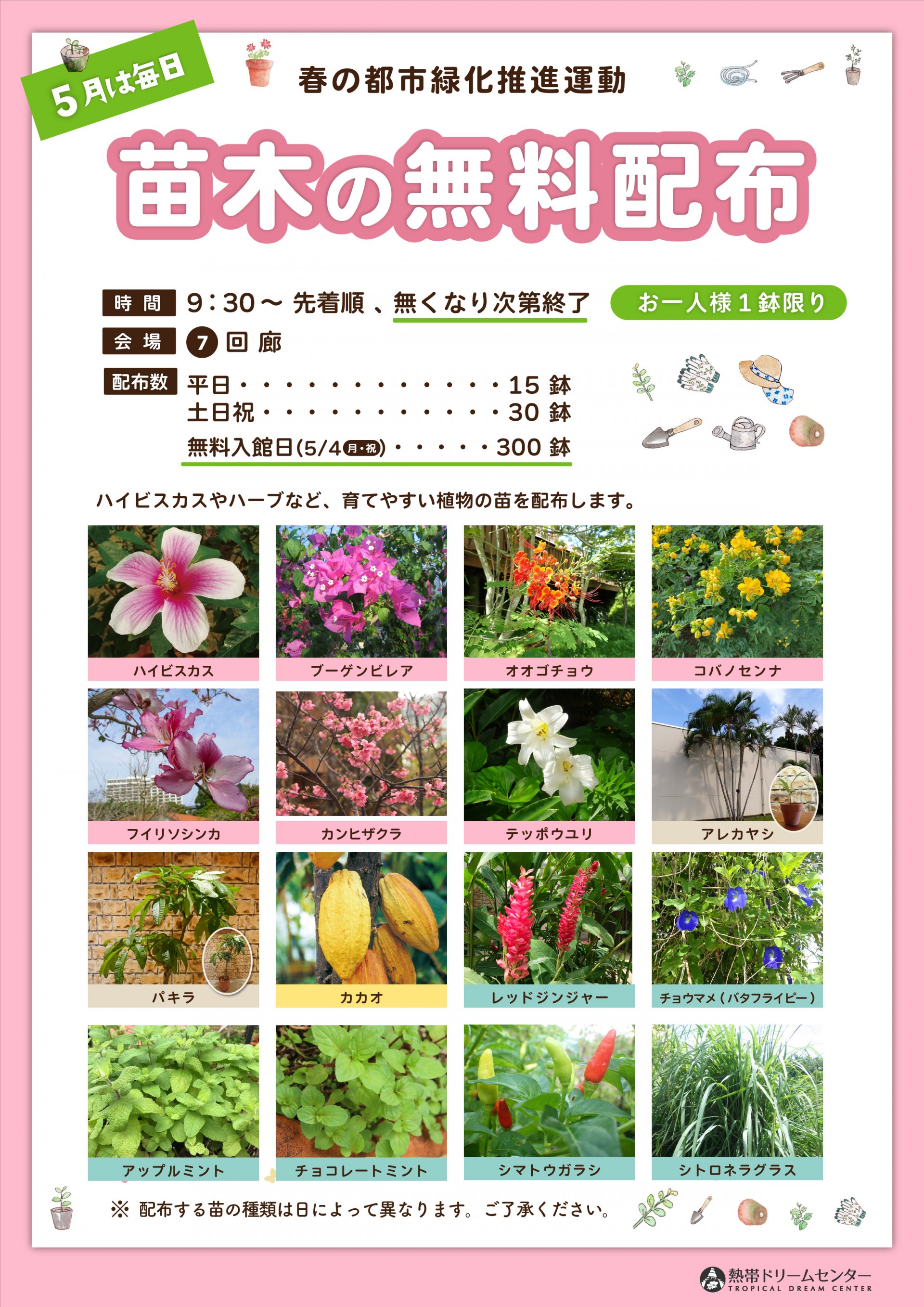 春の都市緑化推進運動「苗木の無料配布」