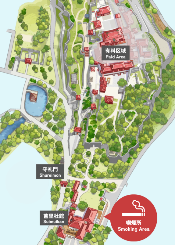 園内の指定喫煙所を示すマップ