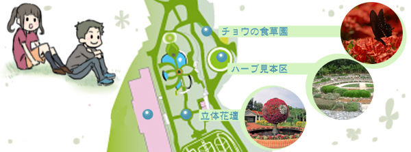 ハーブ見本区・チョウの食草園コースマップ