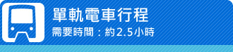 單軌電車行程（需要時間：約2.5小時）